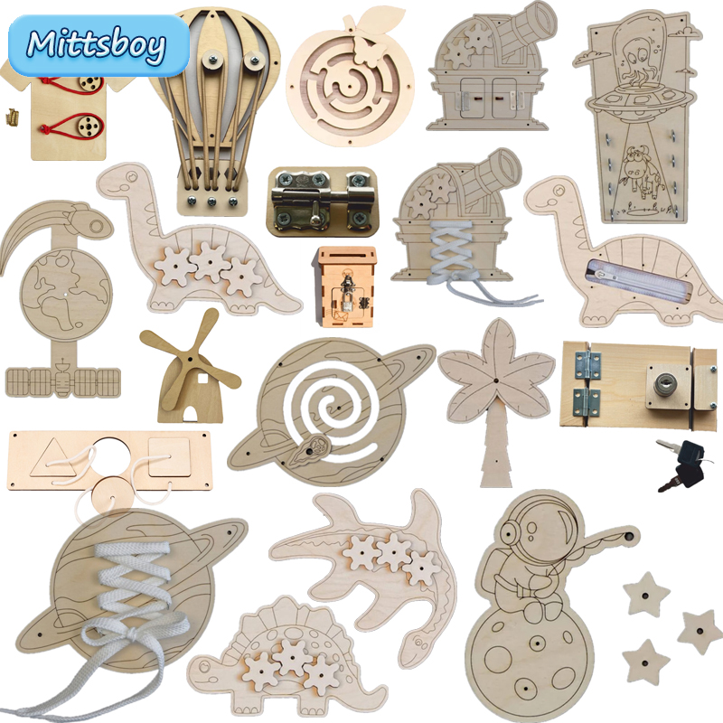 Montessori mainan edukasi anak - Montessori Wooden Busy Board Toddler ulasan dan harga
